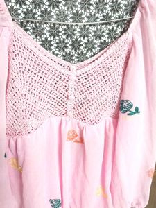 Pink Crochet Detail Top ✨💓