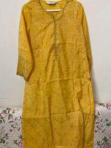 BIBA 4 Piece Gorgeous New Yellow Kurta Set