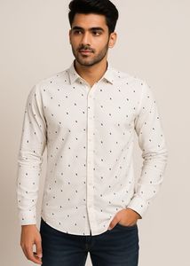 Scullers Off-White Full Sleeve Shirt | Slim fit