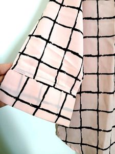 Nude Pink Color Shirt With Black Checks