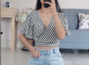 Forever 21 Striped Wrap Crop Top