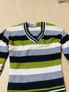 Striped V-Neck Mini Dress