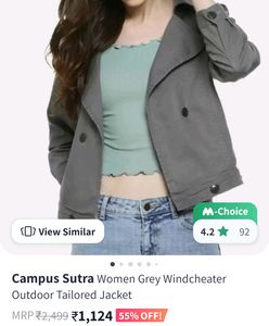 Campus Sutra Windcheater Jacket. Grey