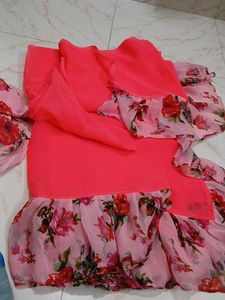 Ruffle Saree With Blouse
