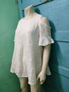 White Cold Shoulder Lace Dress