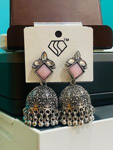 Pink Jhumka Earrings