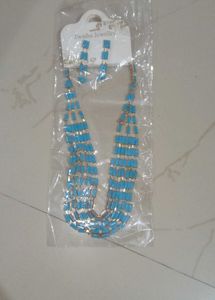 Blue Necklace With Earrings