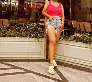 Pink Tank and Denim Shorts