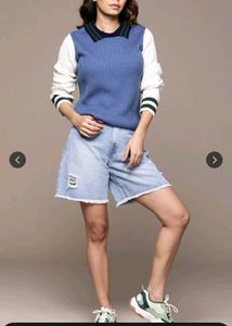 Myntra stylish Blue Knit Sweater