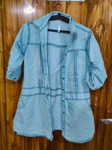Denim Tunic Shirt with pockets and belt hooks.