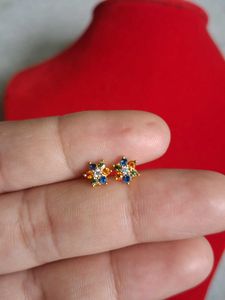 Floral Stud Earrings Gold