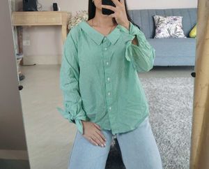 Green Striped Tie Cuff Shirt