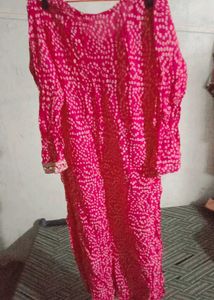 Pink Bandhani Kurta sats With Kurti