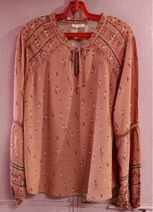 Branded Floral Print Balloon Sleeve Blouse