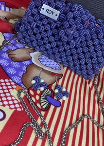 Purple Beads Hand Bag