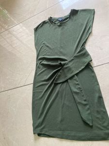 Olive Green Tie-Waist Dress