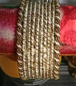 Set of Gold &amp; Cream Bangles
