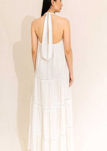 White Tiered Halter Maxi Dress