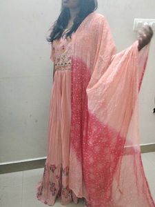 Peach Embroidered Anarkali Dress