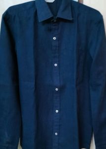 men shirt, solid blue colour, size- chest-26. 5&#34;, length -34&#34;, shoulder -16.5&#34;