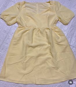 Yellow Puff Sleeve Dress