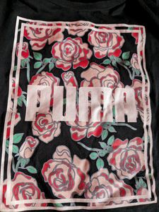 Puma 100% Cotton Printed Black Tee