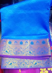 NEW Blue Silk Saree