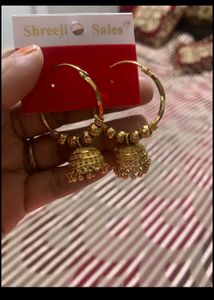 Elegant Red Anarkali Gown With Jhumke Free