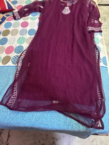 Purple Chikankari Kurti