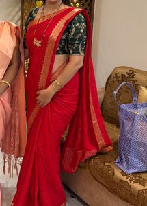 Pure Chinnon Red Saree