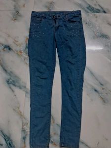 Cute Embellished Denim Jeans With Stones