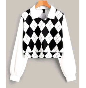 Geometric pattern Full Sleeves Crop Top