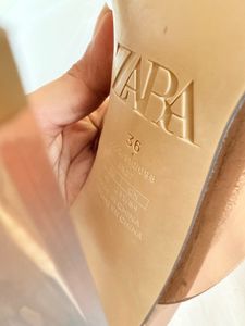 Zara Nude Brown Block Heels
