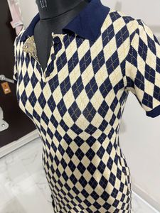 Argyle Pattern Polo Mini Dress [new without tag 🏷