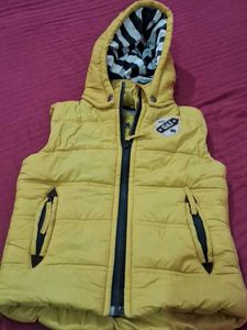 Yellow Puffer Vest with Hood