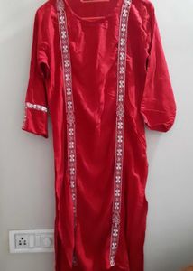 Red Embroidered Kurta