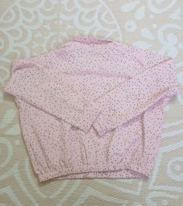 Baby Pink Black Dot Full Sleeve Top