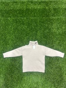 Beige Turtleneck Knit Sweater