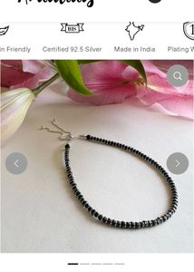 92.5 Pure Silver Onyx Beads Evil Eye Anklet ❤️