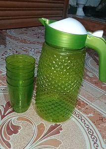 Jug With 4 Pieces Glasses Set For Juice /Water /Drink Serve