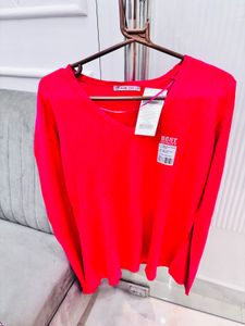 Red V-Neck Sweater