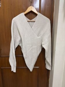 Ribbed Wrap Top Sweater