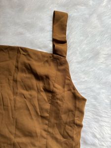 Brown Sleeveless Midi Dress