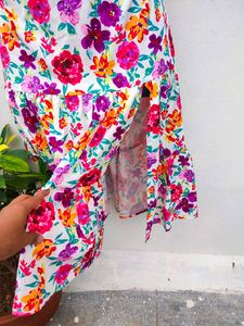 Shein Floral Slit Tie-up Dress🩷