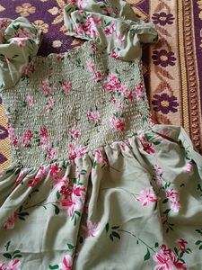 Floral Print Green Dress