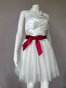 White Short Gown With Red Bow Tie