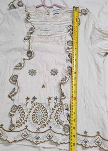 Boho ZARA Cotton Blend Embroidered Ruffle Tunic