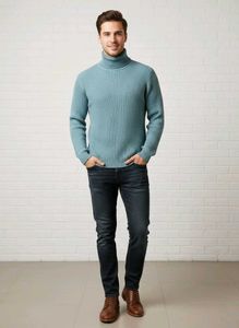Stylish Teal Turtleneck Sweater