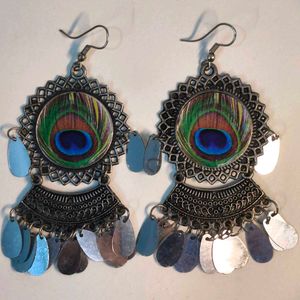 Peacock Feather Dangle Earrings
