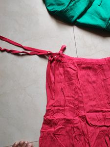 Peach Skirt And Aqua Green Blouse Set